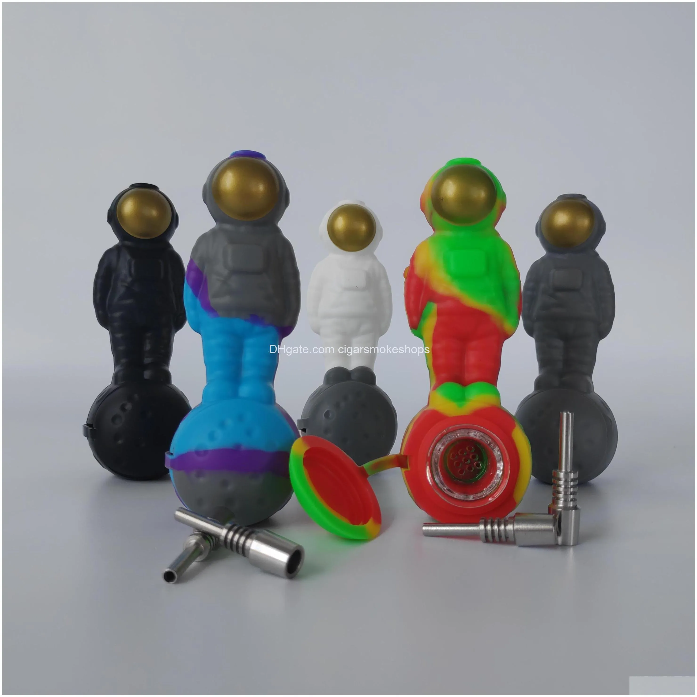 moon spaceman pipe silicone smoking pipes 4.9 inches length oil burner multirole smoke accessories mix color designs