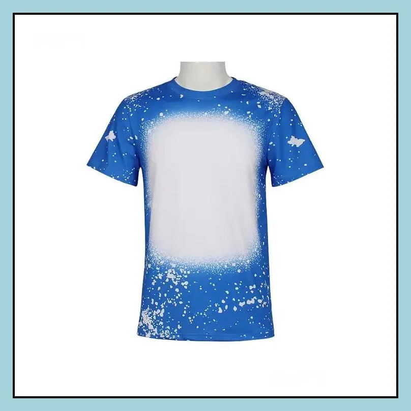 wholesale sublimation bleached shirts heat transfer blank bleach shirt bleached polyester tshirts us men women party supplies