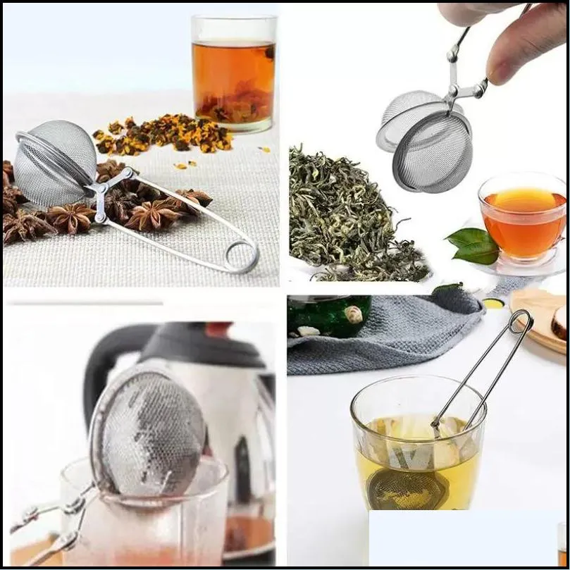 tea infuser 304 stainless steel sphere mesh tea strainer coffee herb spice filter diffuser handle tea ball