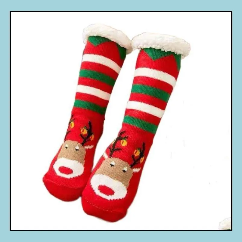 christmas knit socks cartoon xmas treehouse womens thick sherpa fleece lined thermal sockschristmas decorations 16styles wht0228