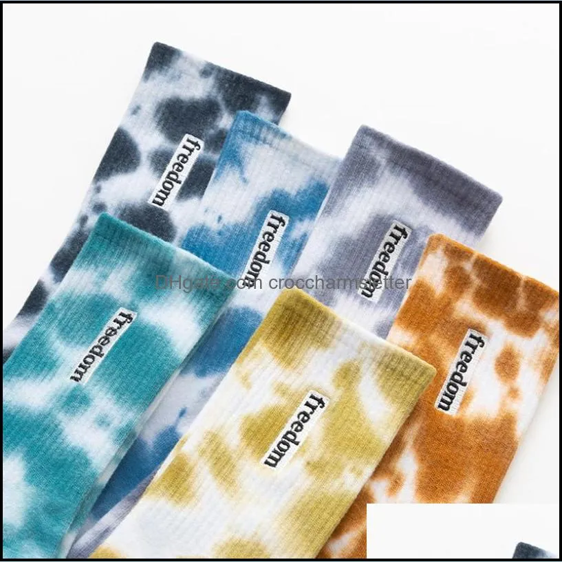 socks long socks letter dom cotton embroidery harajuku cool funny vortex fashion skateboard hip hop new tiedye men women