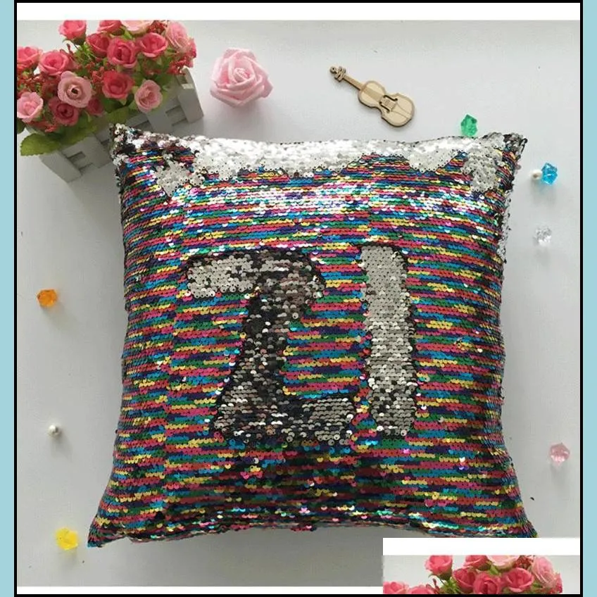 12 colors sequins mermaid pillow case cushion new sublimation magic sequins blank pillow cases hot transfer printing diy personalized