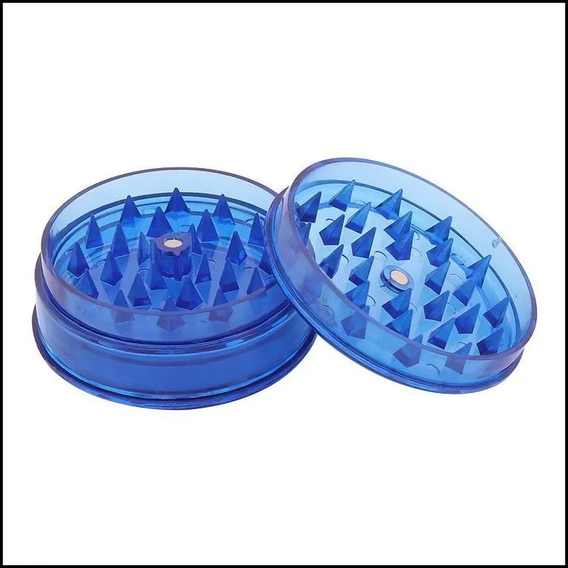 60mm 3 piece colorful plastic herb grinder for smoking tobacco grinders with green red blue clear