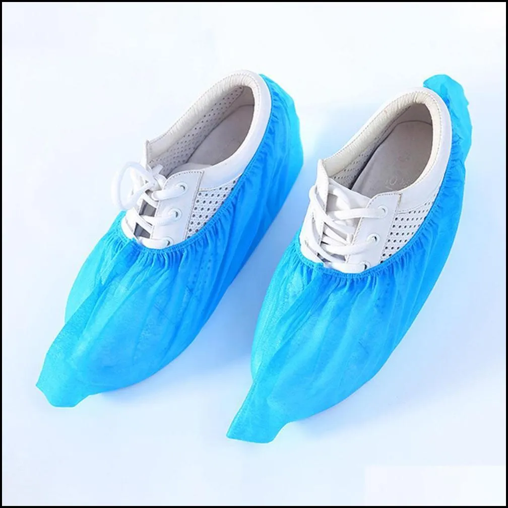 100pcs/lot shoe covers disposable shoe boot covers household nonwoven fabric boot nonslip odorproof galosh prevent wet shoes