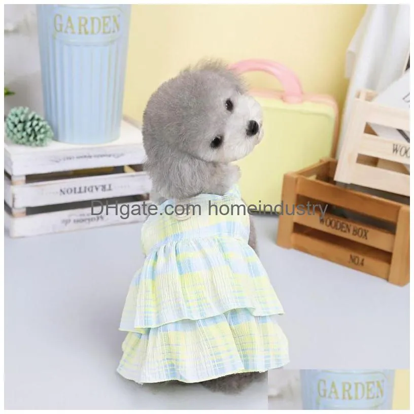 pet dog british style small dog clothes princess skirt traction buckle clothes spring pull button large plaid skirt for teddy xsxl