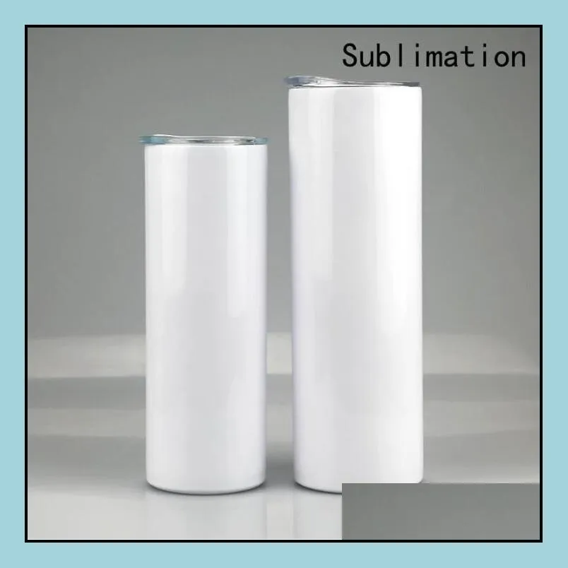 sublimation blank tumbler stainless steel tumblers water bottle car cup with lid straws coffee mug wine glasses drinkware