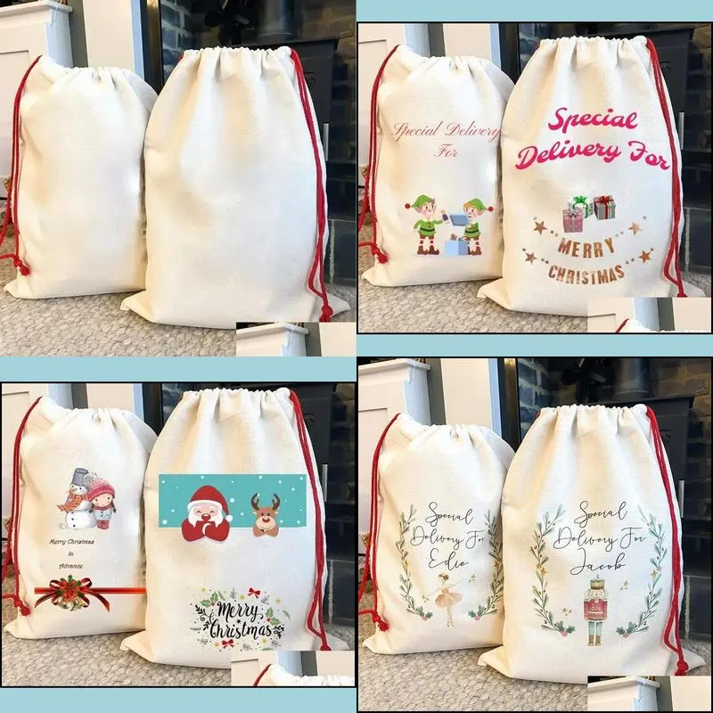 sublimation blank santa sacks diy personlized drawstring bag christmas gift bags pocket heat transfer