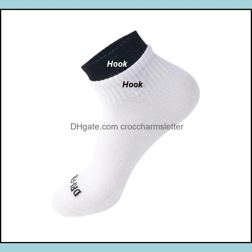 fashion brand logo breathable mens socks short ankle elastic solid color mesh high quality cotton business uni womens