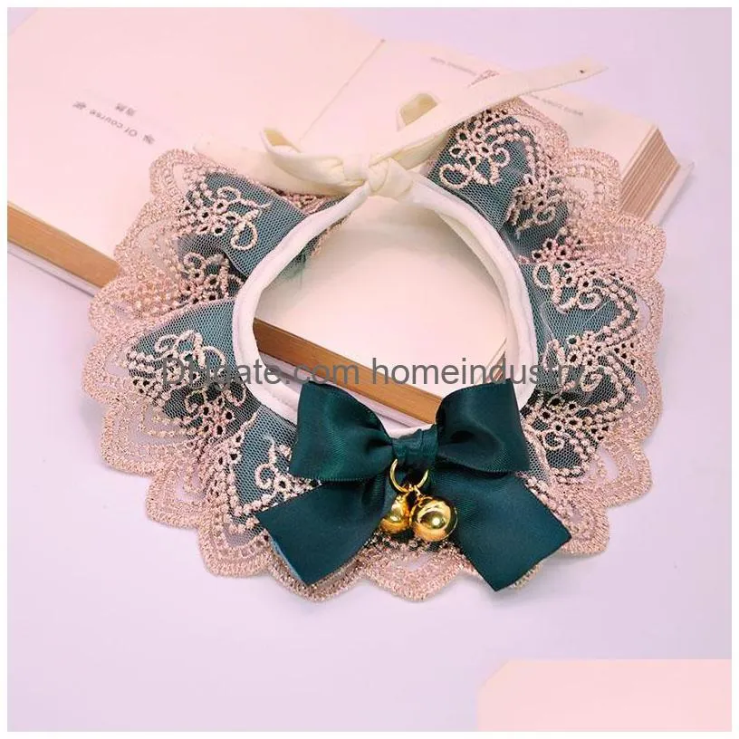 dog collars leashes pet accessories cat dogs rabbit chain collar supply new fashion cute bell lace neck circumference adjustable small and medium dogs