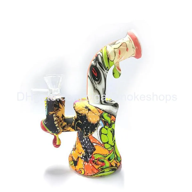 there are printing silicone bongs pipe silicone bong water pipe colorful with silicone water pipes water drop pot