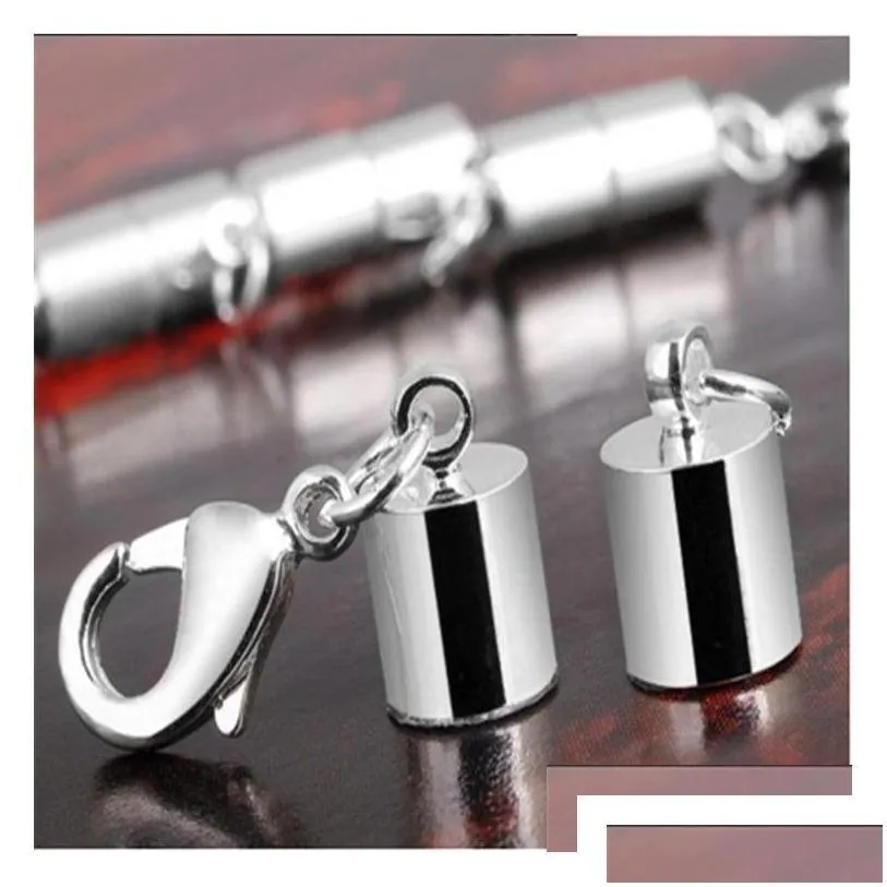  est silver/gold plated magnetic magnet necklace clasps cylinder shaped clasps for necklace bracelet jewelry diy lq4p6
