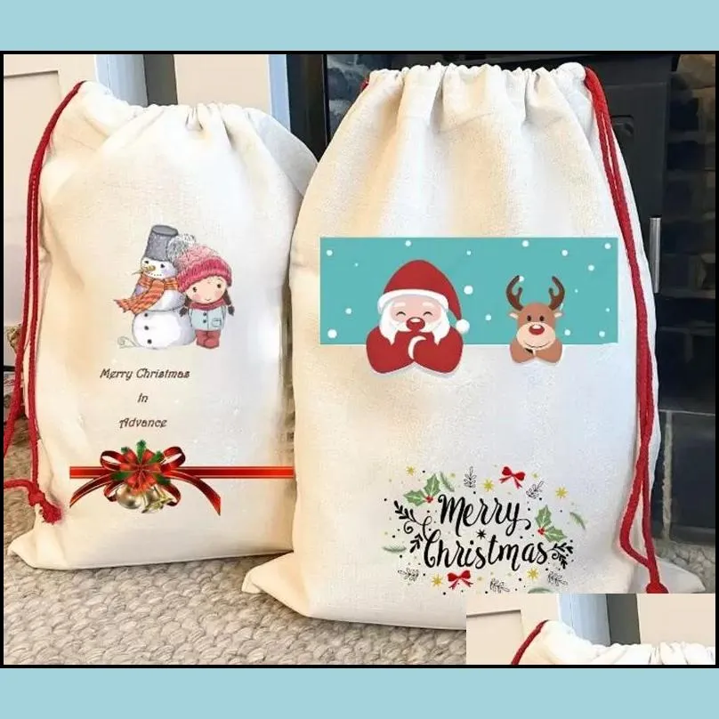 sublimation blank santa sacks diy personlized drawstring bag christmas gift bags pocket heat transfer