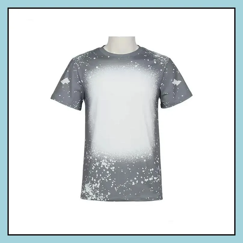wholesale sublimation bleached shirts heat transfer blank bleach shirt bleached polyester tshirts us men women party supplies