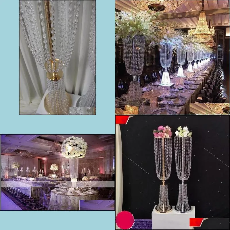 80cm/100cm acrylic crystal wedding flower ball holder table centerpiece vase stand crystal candlestick wedding party decoration