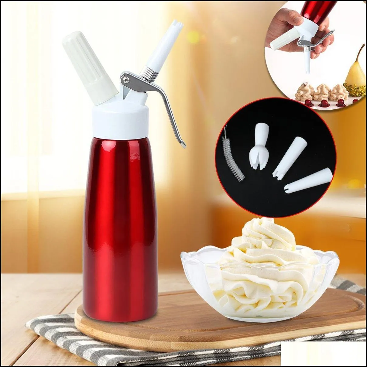 500ml metal n2o dispenser cream whipper coffee dessert sauces ice butter whip aluminium stainless whipped  cream foam maker