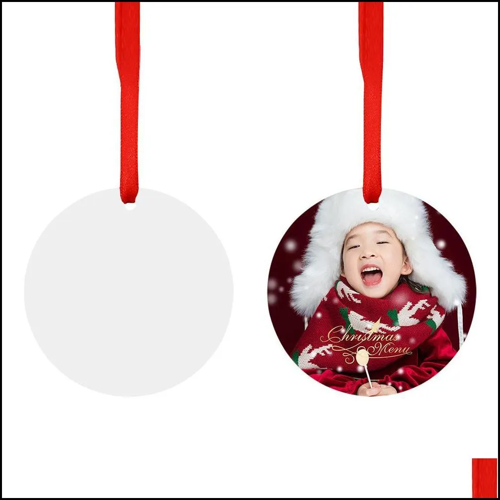 sublimation blank christmas ornament doublesided xmas tree pendant multi shape aluminum plate metal hanging tag holidays decoration