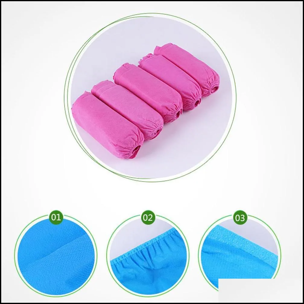 100pcs/lot shoe covers disposable shoe boot covers household nonwoven fabric boot nonslip odorproof galosh prevent wet shoes
