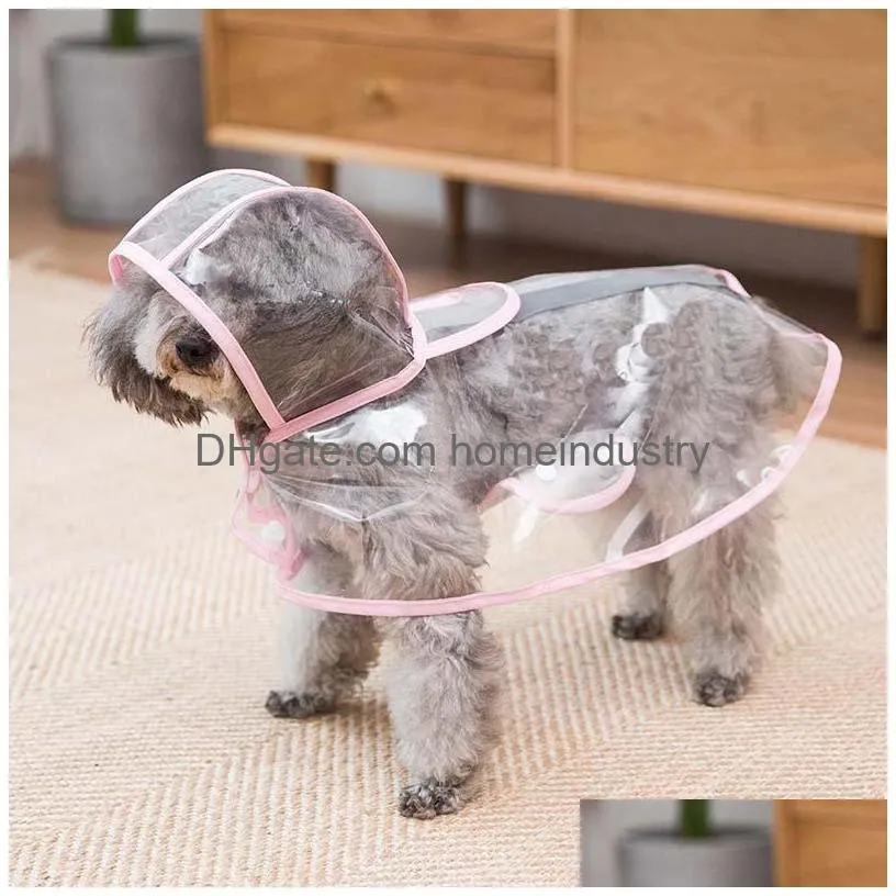 luxury designer pet dog apparel waterproof transparent raincoat spring and summer reflective strip poncho t shirt teddy cat for middle small dogs clothes