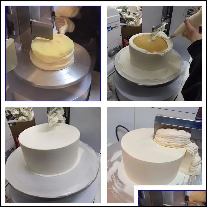 semi automatic kitchen birthday cake smoothing machine cake plastering cream layer filling maker