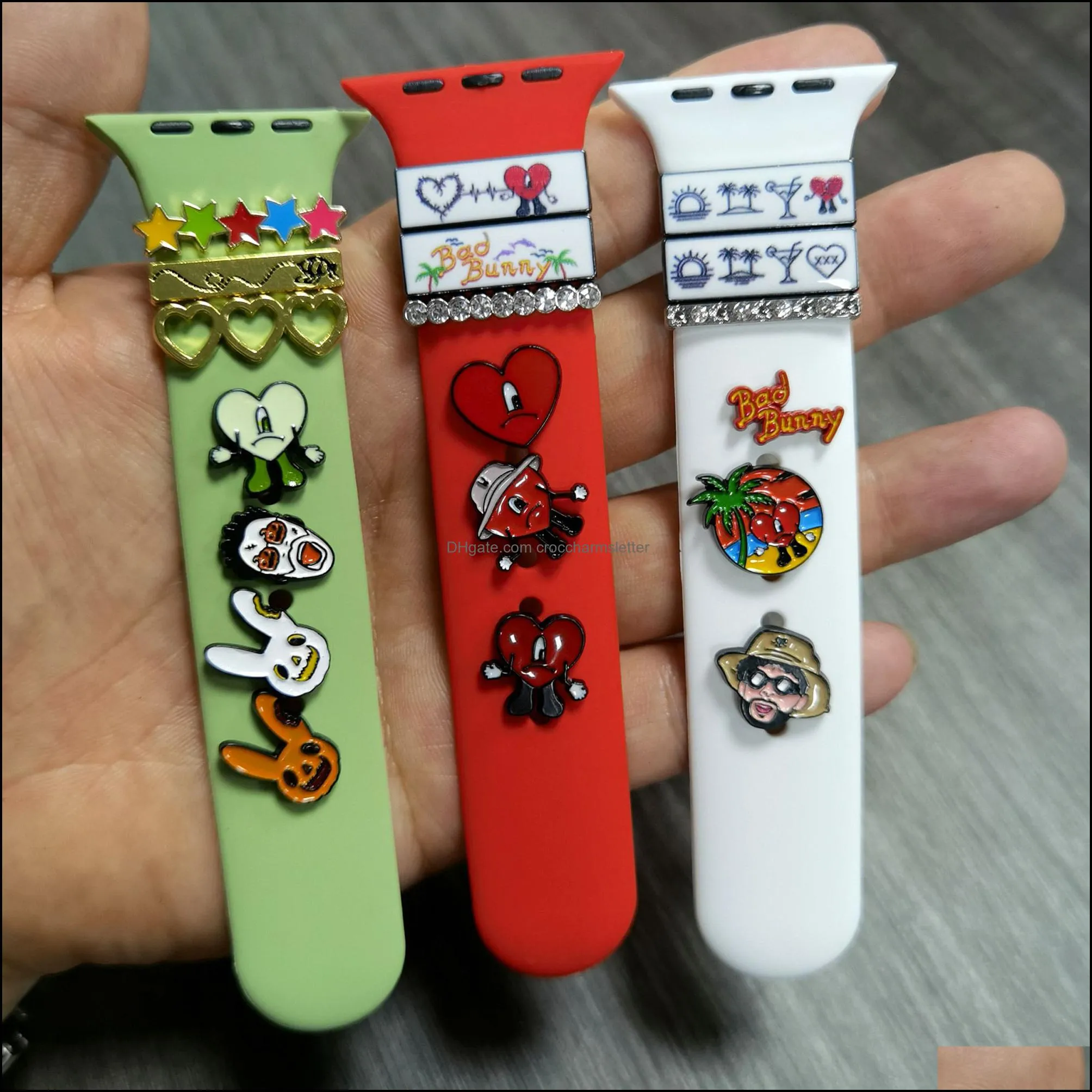  watchs decoratives charm for bandsbracelet metal leg decorative for watch sport strap 2022 bad bunny apples band charms news