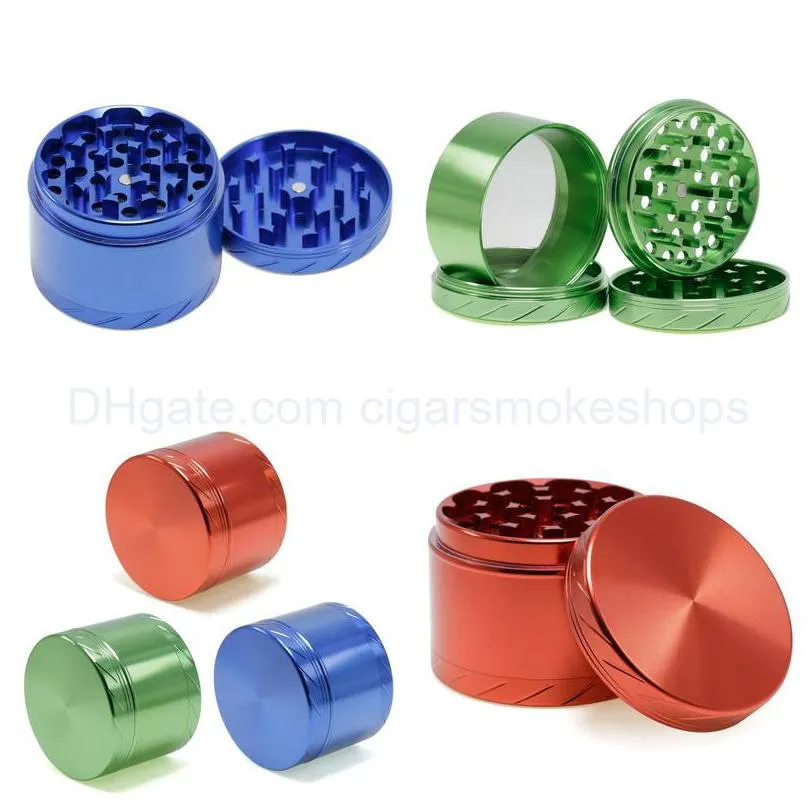 63mm herb grinder smoking diameter tire print buckle four layer aluminum alloy smoke flat