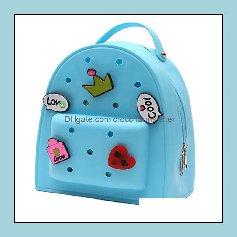 customized unique shaped useful silicone school bags new design waterproof silicone backpack with cute candy color 2pcs set big and