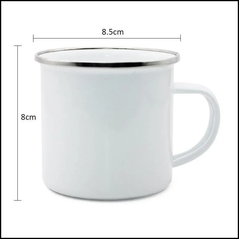 sublimation enamel coffee mug 12oz camping mug metal blank coffee cup enamel steel tumblers fy4394