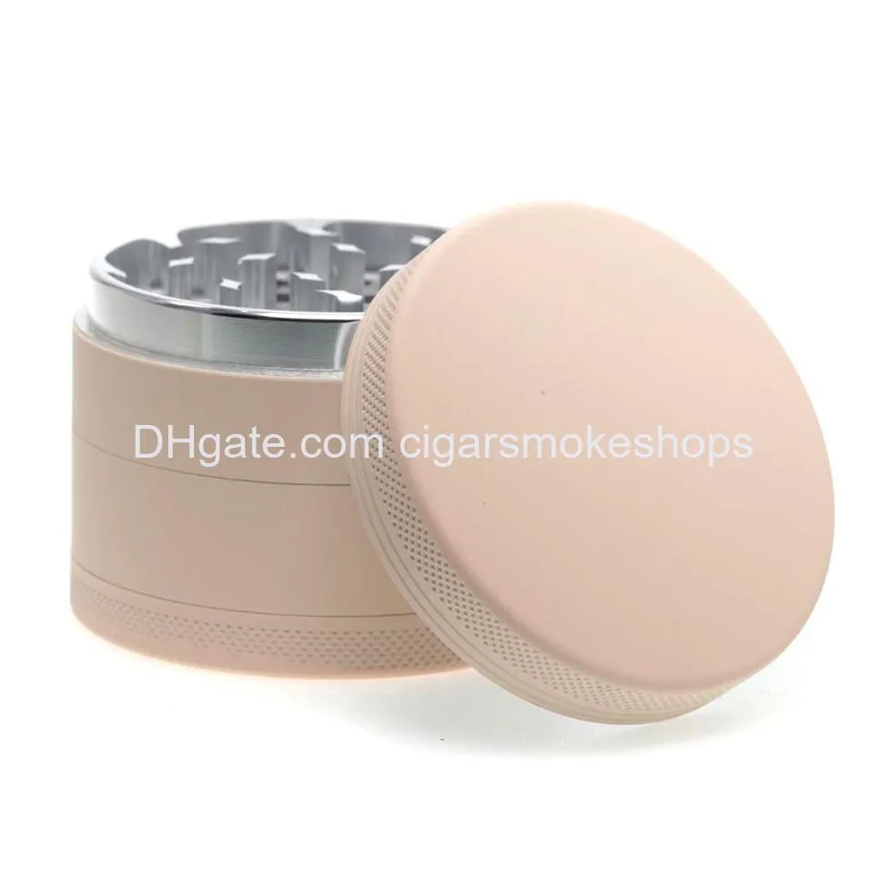 63mm herb grinder smoking diameter fourlayer aluminum alloy silver tooth rubber paint luminous cigarette breaker