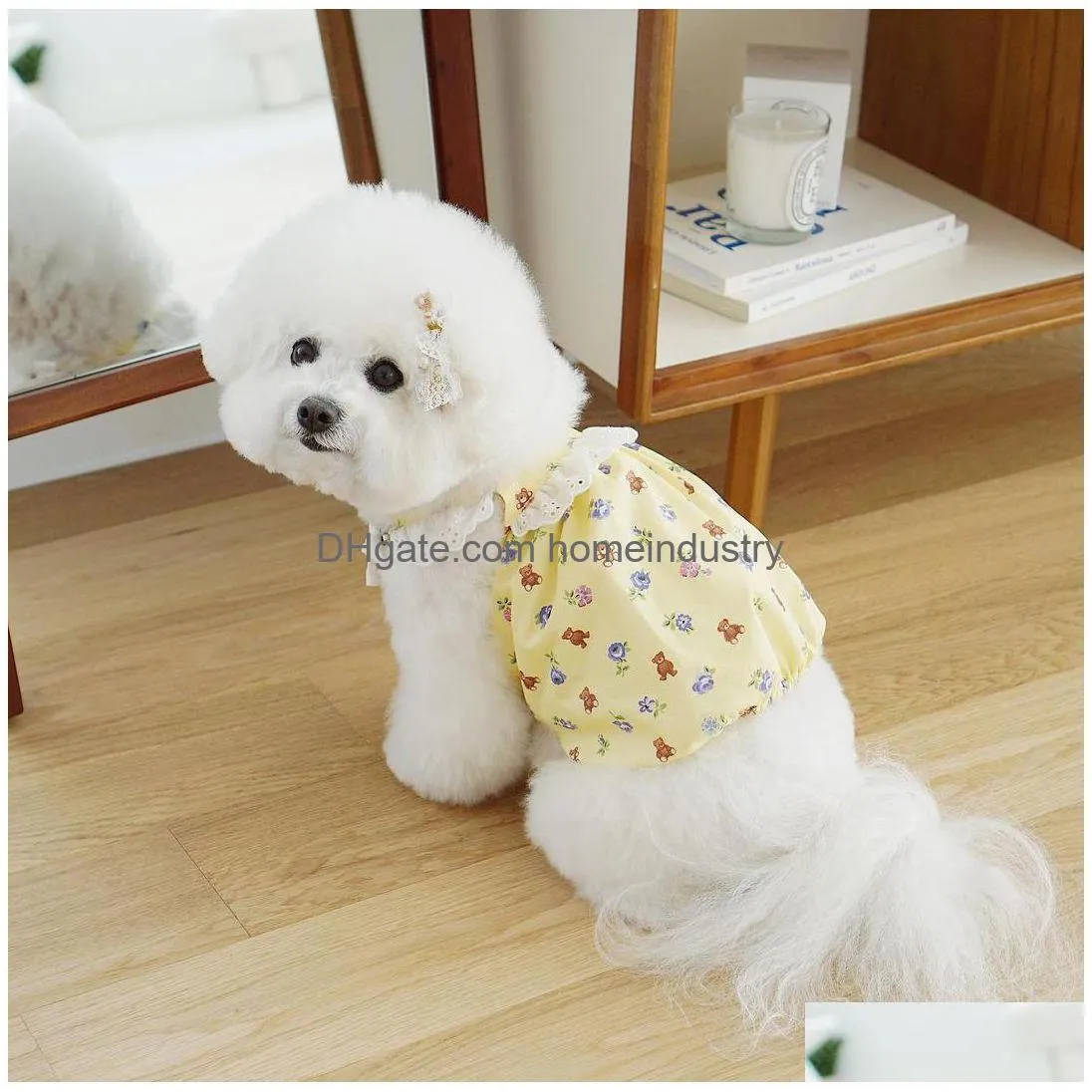 dog apparel summer and autumn cute bear rose bubble skirt dogs skirt lace short pet clothes