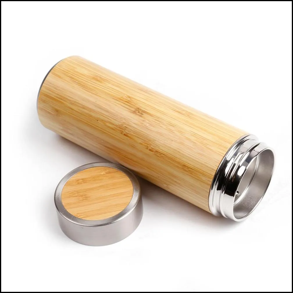 360ml 450ml bamboo travel thermos cup stainless steel water bottle vacuum flasks insulated thermos mug tea bardak cups