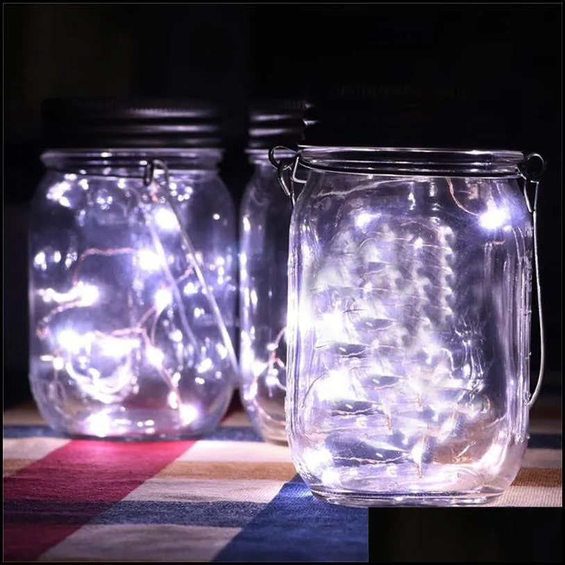 mason jar lid led solar fairy light party supplies 10 led bulb firefly jars lids christmas wedding decoration