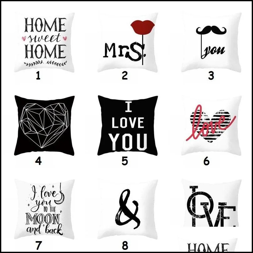 valentine day pillowcase love you mr mrs letters printed pillow cover home office sofa throw pillow case lovers pillow cover