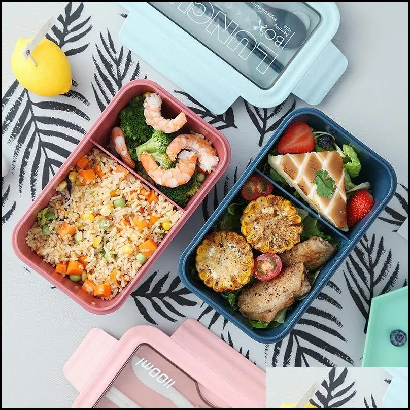 portable 1100ml plastic lunch box bento case chopsticks spoons microwae heating leakproof food storage container tableware