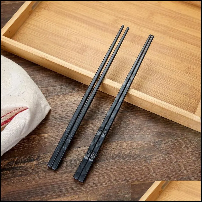 glass fiber alloy chopsticks black reusable dishwasher safe sushi fast food noodles chop sticks chinese cutlery