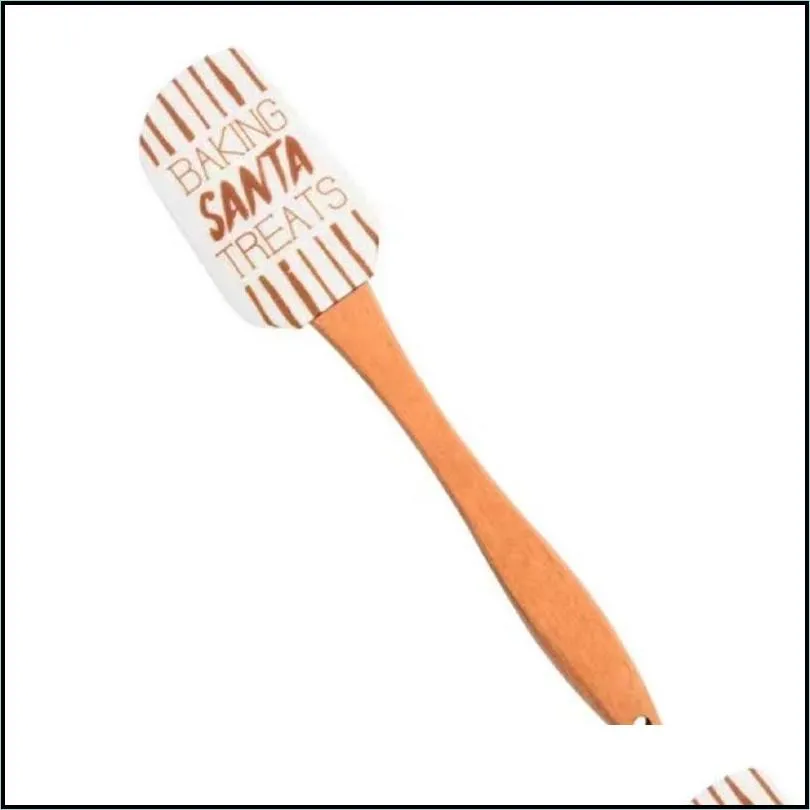 christmas silicone spatula wooden handle kitchen fondant cream mixing batter scraper bakeware xmas household decor