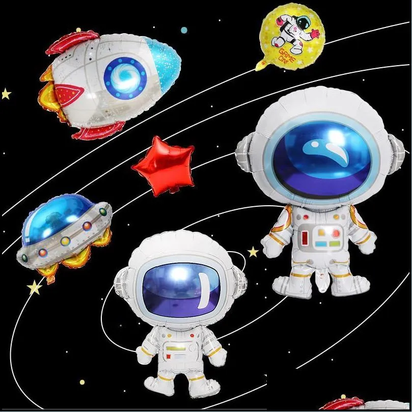 party decoration 3d rocket balloons astronaut foil balloon outer space spaceship et ballon for birthdayboy kids baloons toys