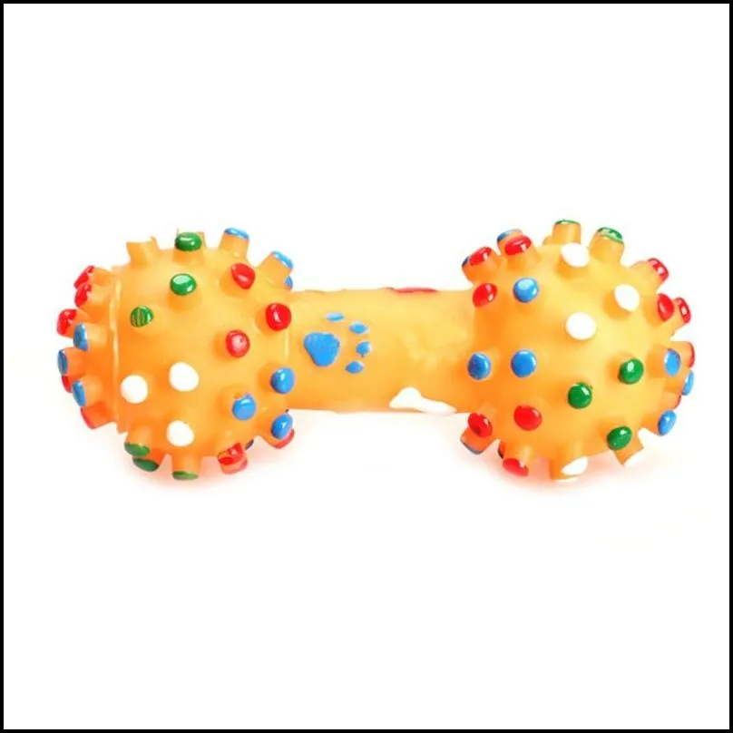 dumbbell dog toys colorful dotted dumbbell shaped puppy toys squeeze squeaky faux bone pet chew toys for dogs
