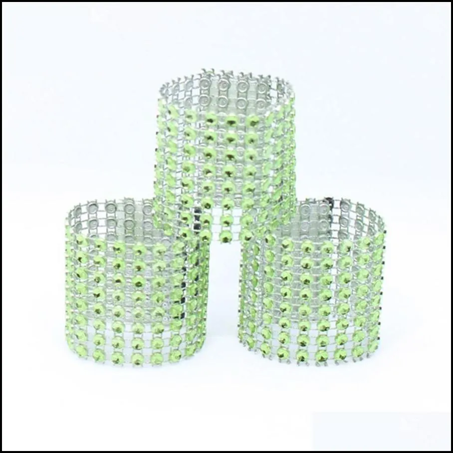 plastic napkin rings hotel wedding /chair sash diamond mesh wrap napkin rings for party decoration gold/silver
