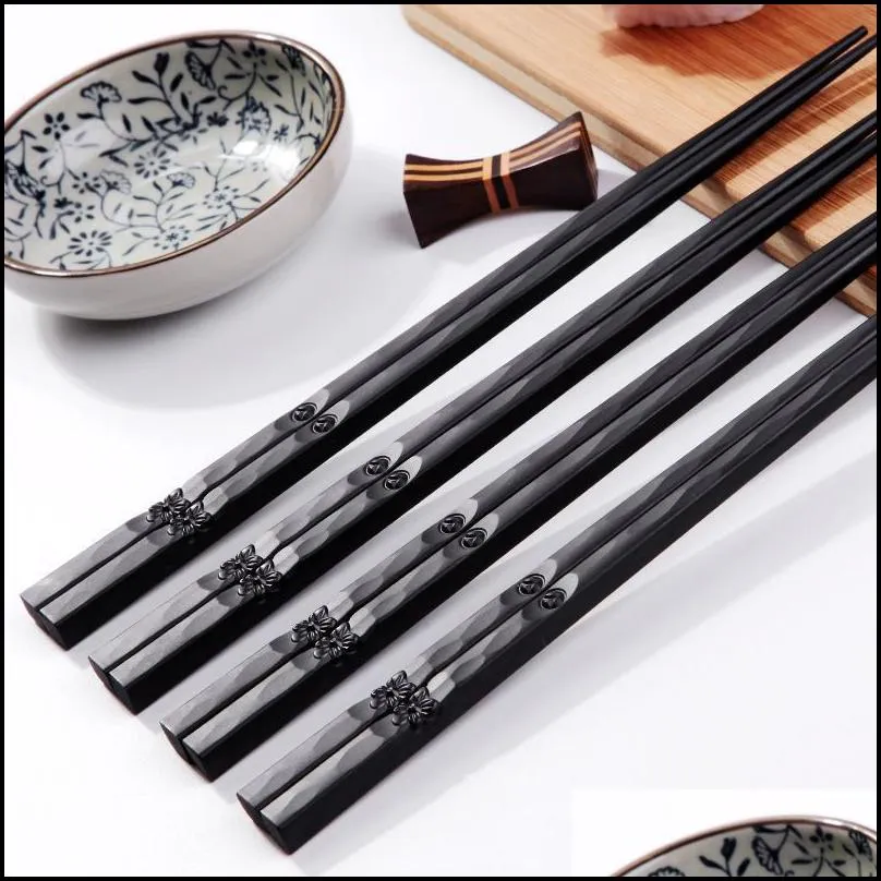 glass fiber alloy chopsticks black reusable dishwasher safe sushi fast food noodles chop sticks chinese cutlery