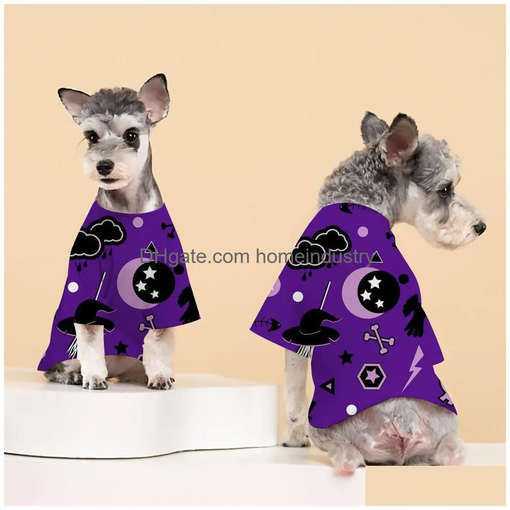 dog apparel new halloween pet dogs cat pullover print shortsleeved tshirt small and mediumsized dogss casual twolegged clothes