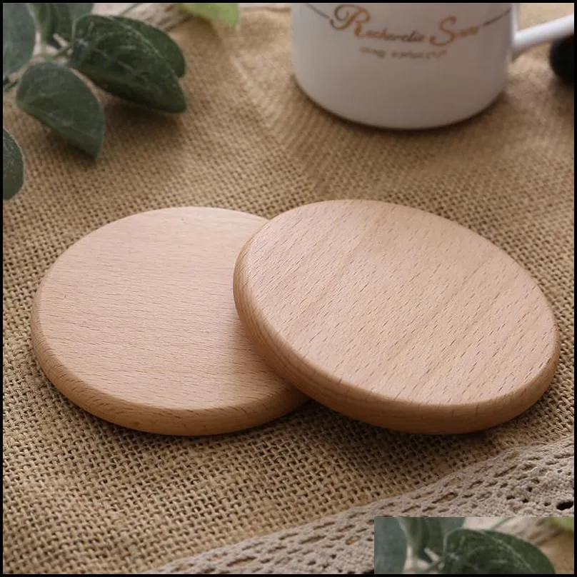 wooden coasters black walnut coffee tea cup mats natural non slip teapot drink coasters home bar tools