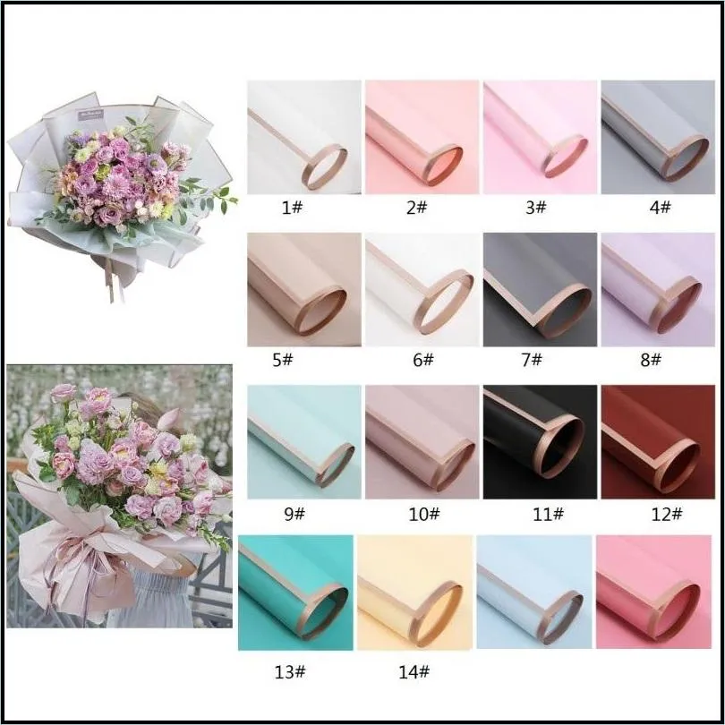 gold edge flower gift wrap paper wedding valentine day florist bouquet supplies diy crafts gift packaging wraped papers 20pcs/pack