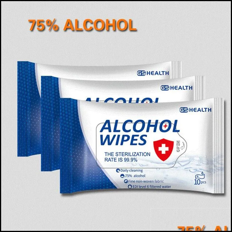 disinfectant wipes 75% alcohol wipes portable antiseptic wet wipes outdoor portable 10 sheets/bag antibacterial disinfectant wipe