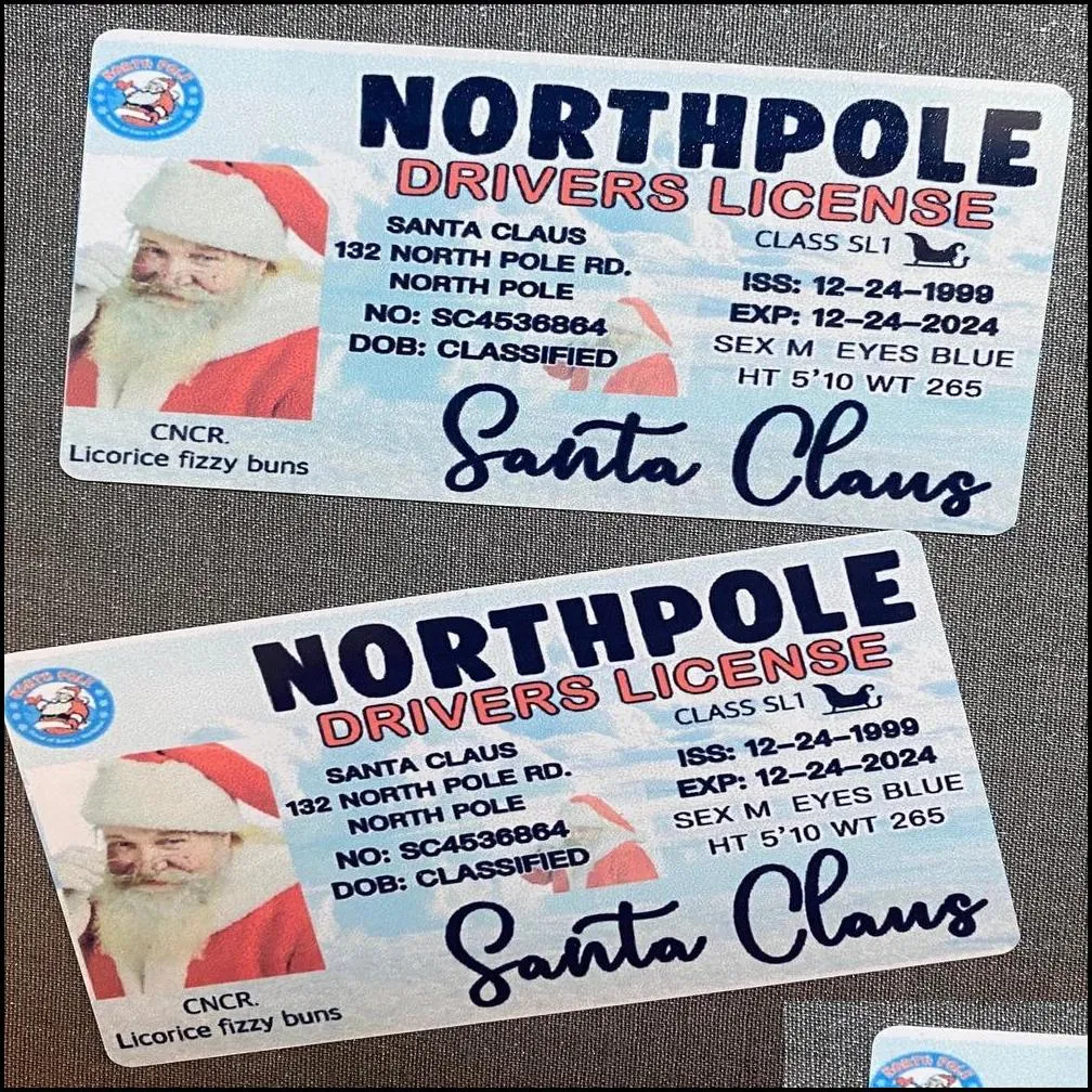 party favor creative santa claus flight license christmas eve driving licence gifts for children kids home decoration