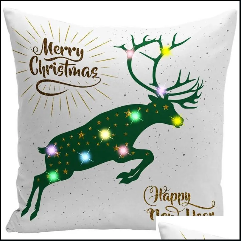 christmas led pillow case 45x45cm plush cover home sofa decorative throw pillowcase lighted creative pillow cover