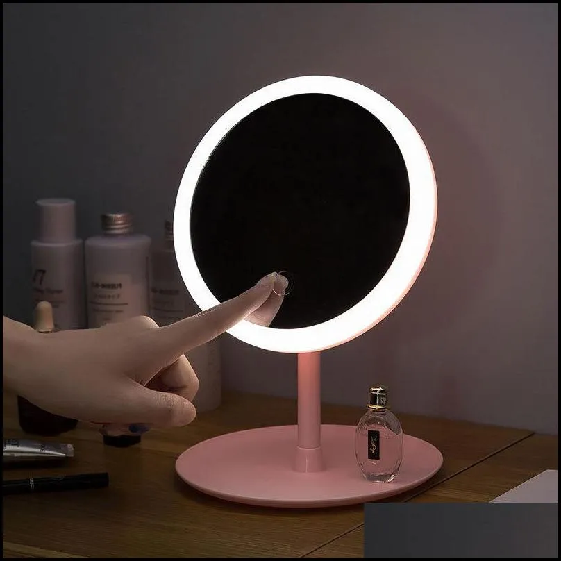 portable high definition led makeup mirror vanity mirror with led lights touch screen dimmer led desk cosmetic mirror 90 degree rotation