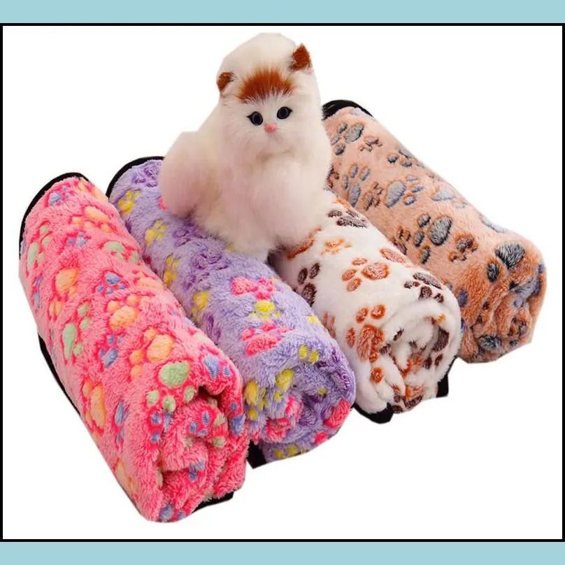 pets winter blanket floral pet sleep warm paw print towel dog cat puppy fleece soft dog blanket multisize