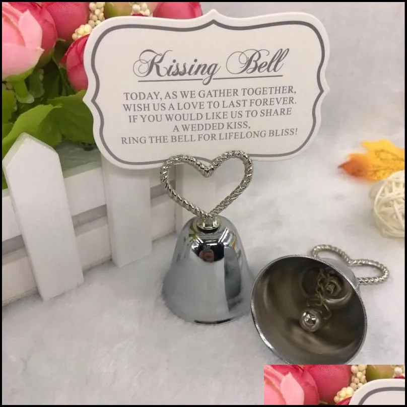 beautiful gold and silver kissing bell bell place card holder photo holder wedding table decoration favors