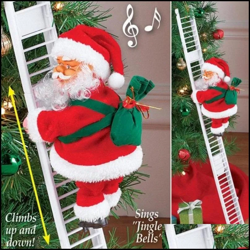 electric santa claus climb ladder christmas electric climbing ladder santa toy home party decor battery powered xmas toys