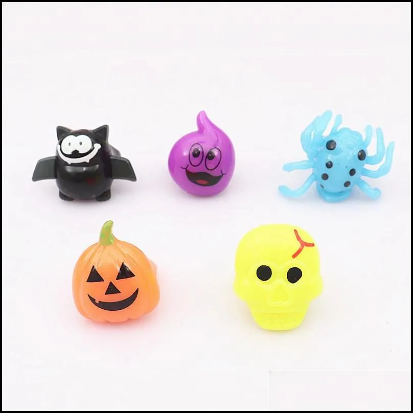 halloween led finger ring party blinking pumpkin bat skull luminous ring toys flash fingernail lights